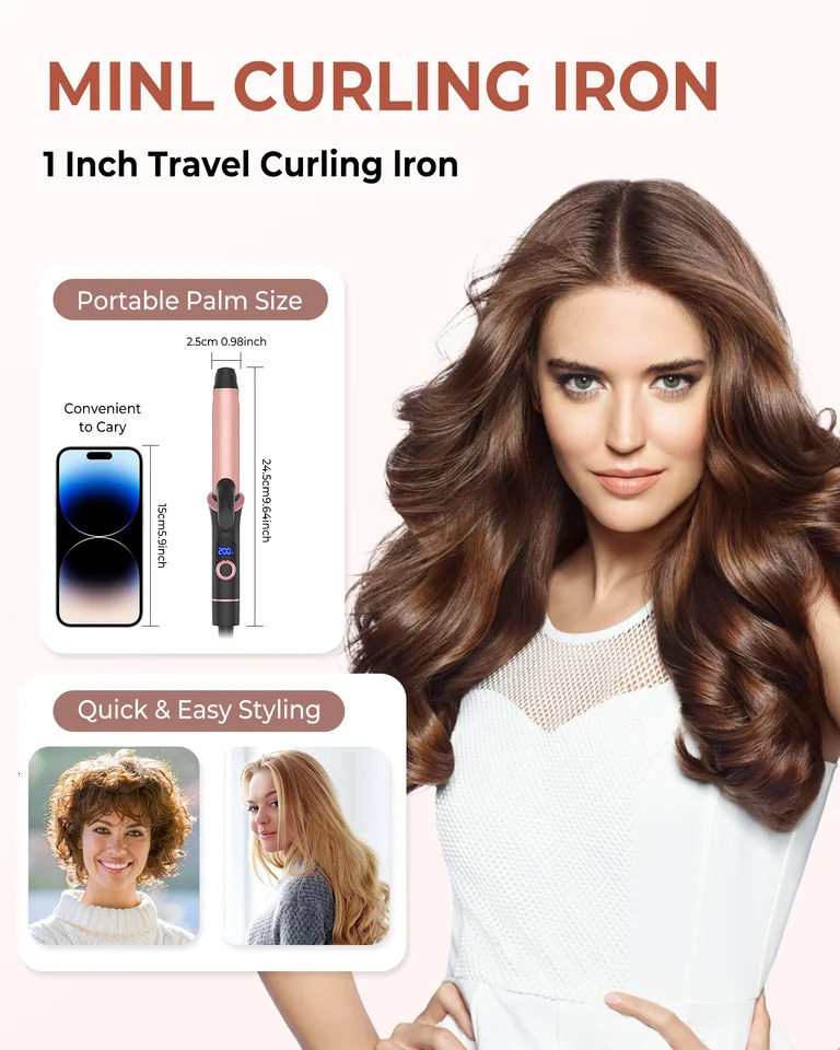 Ceramic Mini Hair Curler 25mm Travel Curling Iron Dual Voltage Curling Wand Small Hair iron Styler Curly Hair Products 251018