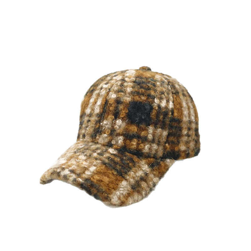 New Autumn Winter Hat Terry Plaid Warm Baseball Cap Casual Versatile Street Style Fashion Baseball Cap H251020