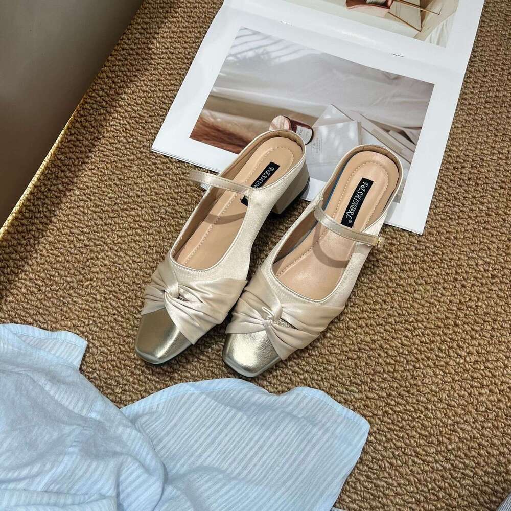 Chunky Heel Single for Women, Spring and Autumn New Design, Designer Shoe Lace Evening Style, Patchwork Grandma Shoes