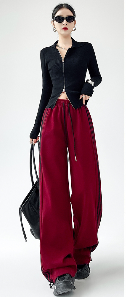 Designer Fashion Spring and Autumn New Three Color Sports leggings Striped Casual Loose Wide Leg Pants
