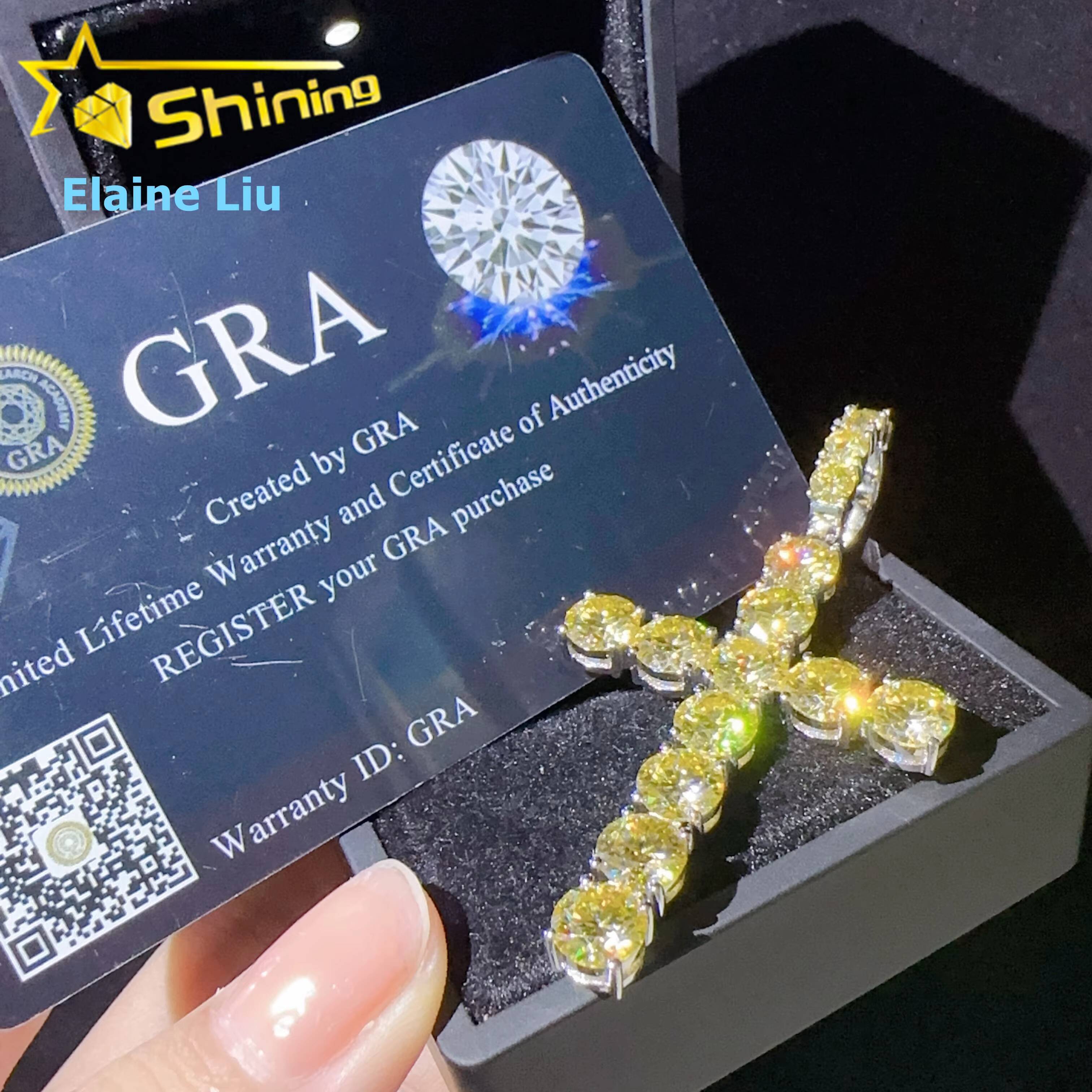 Fine Jewelry Hip Hop Sterling Silver 925 Iced Out Custom Photo Custom Pendant VVS Moissanite Diamond Cross Pendant