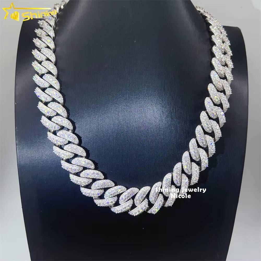 Top Quality Pass Diamond Tester Big Heavy Solid 925 Silver 20MM Men Miami Moissanite Cuban Link Chain