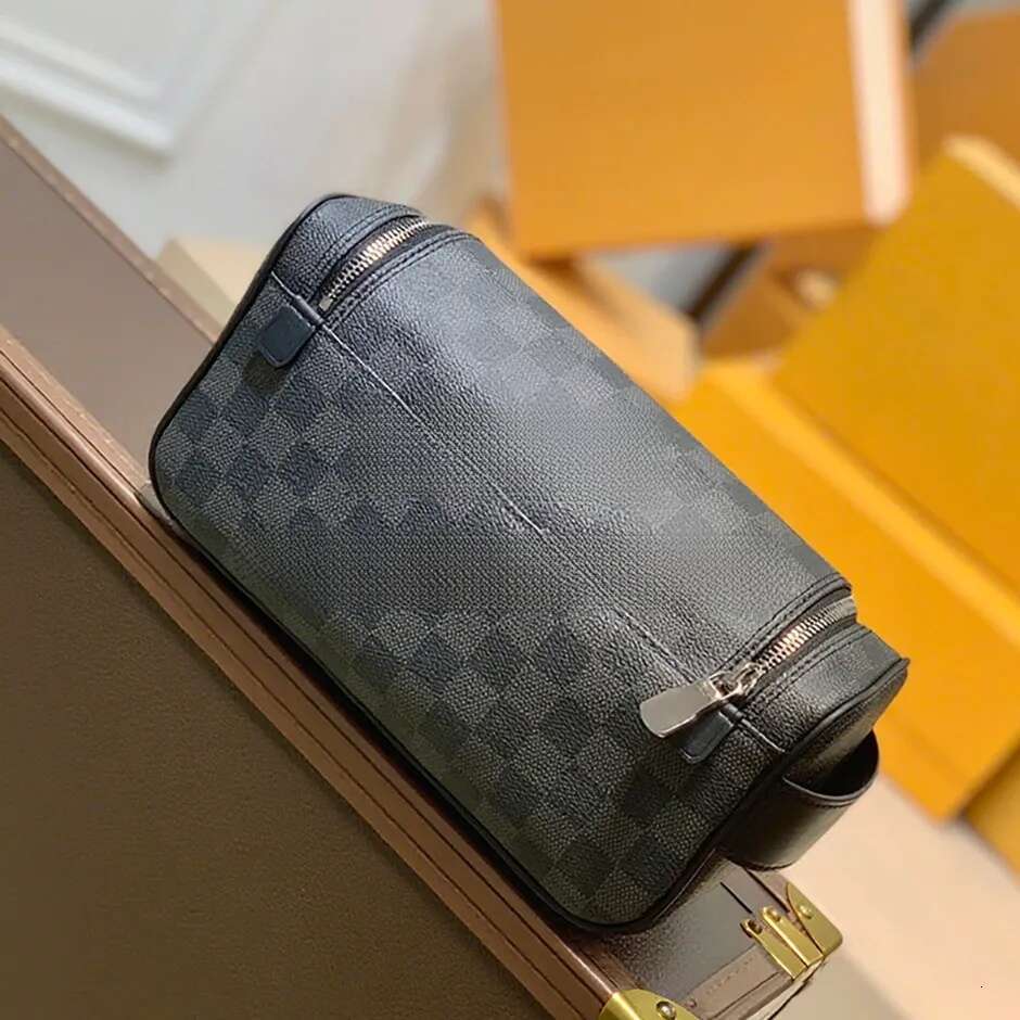 Toiletry Pouch Box designer 26CM handbag Damier Graphite canvas grained leather Cosmetic Bag Mirror quality makeup bag