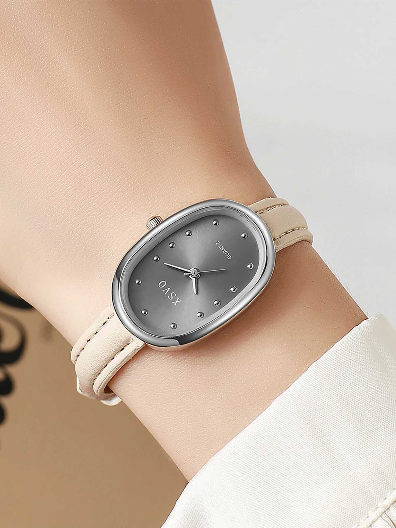 Womens stylish quartz with a point scale metallic leather str for Halloween Christmas giftXJ251021