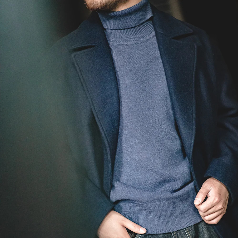 Maden Thermal Sweater Mens Turtleneck Basic Knitted Shirts Autumn Winter Solid Thick Pullovers Turndown Collar Soft Underwear 251016