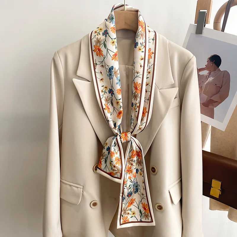 37 Color New Wen Silk Printed Design Scarf Shawl Fashion Luxury Long Narrow Small Silk Scarves Ladies band scarveW251021