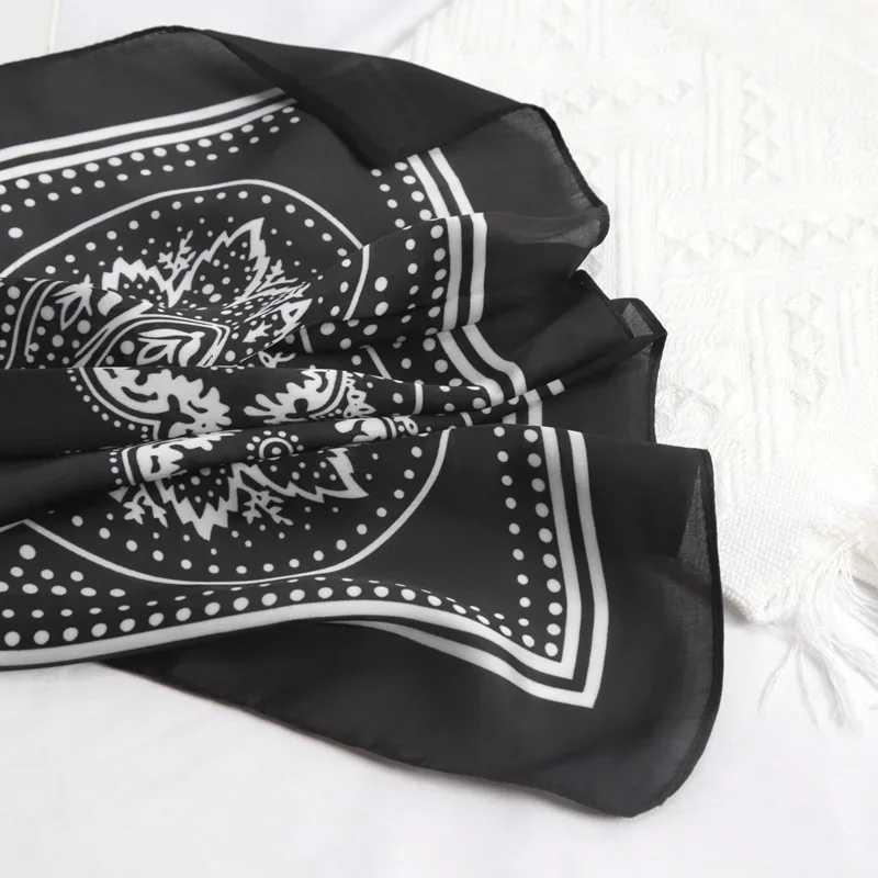 Women Scarf Fashion 70cm Paisley Printed Hijab Scarf Satin Bandana Head Scarfs Female Square Headband Woman Hair Accessory W251021
