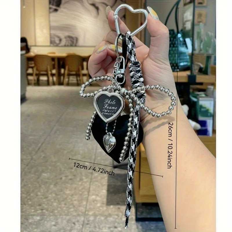 Trendy Leather Heart Bow Keychain Delicate Beaded Keyring Car Key Holder Bag Pendant Decoration For Girls Gift J251121