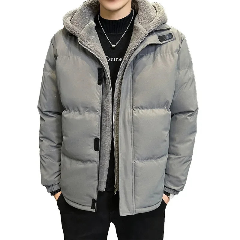 Thickened Cotton Jacket Mens Winter Fashion Outerwear Coat Casual Loose Fit Hooded Coat 251013