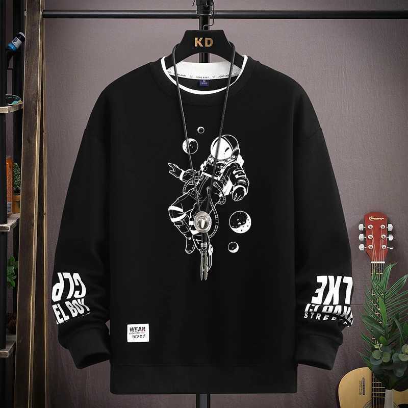 Autumn Mens Sweatshirt Cool Moon Print Long Sleeve Tshirt Fashion Mens Clothing Grey O Neck Harajuku Exclusive Design Top New W251021