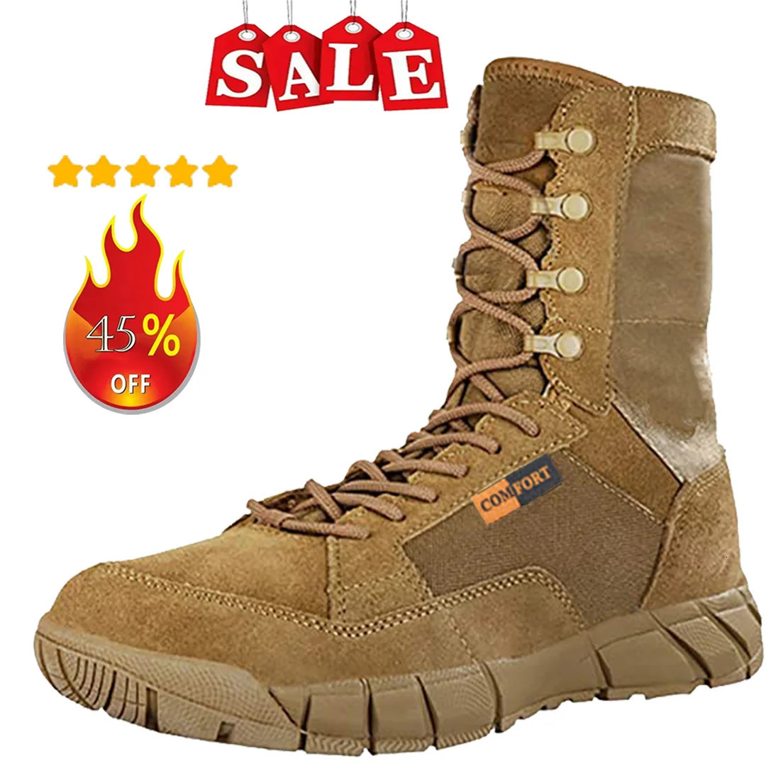 Lightweight Mens Tactical Shoes Combat Boots Training Lace Up Waterproof Outdoor Botas Hiking Breathable Shoe251020