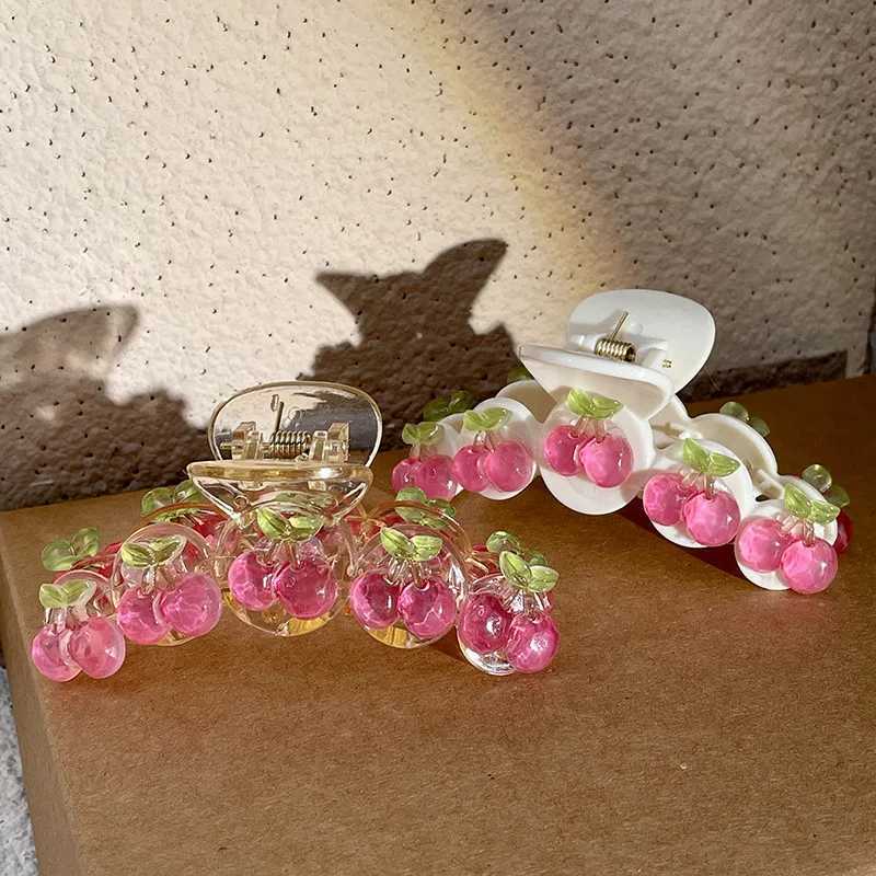 Jelly Cherry Grab Clip Original Sweet Girl Women Resin Head Hair Shark Clip Spring Claw Clip Hair Jewelry 2023 Hair AccessoriesW254021