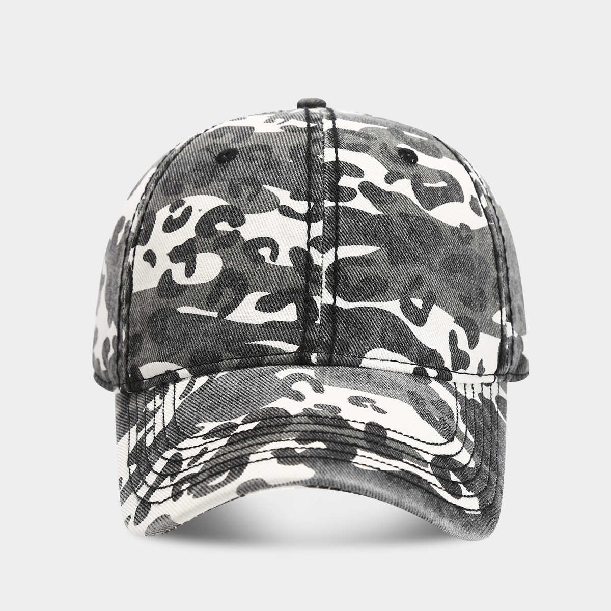 New Printed Camouflage Baseball Cap for Women Style Washed Duckbill Cap Slimming Sun Hat for Men H251020
