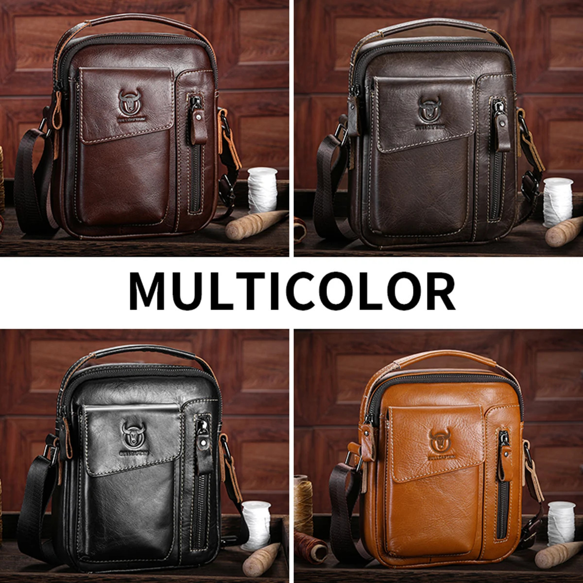 BULLCAPTAIN Casual Fashion Mens Messenger Bags Business Portable Handbag Man Leather Shoulder Bag Mobile 65 Phone 251014