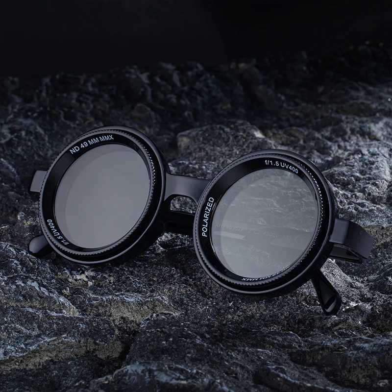 ND9 Adjustable Dimming Polarized Sunglasses Men Small Frame Round Glasses Driving Fishing ND9Speed Sun Glasses For Male UV400 J251114