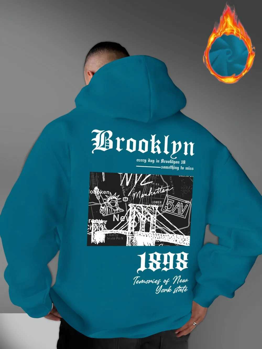 Fashionable mens autumn gothic letter retro landscape print micro elastic comfortable hooded sweatshirt outdoor street style to W251021