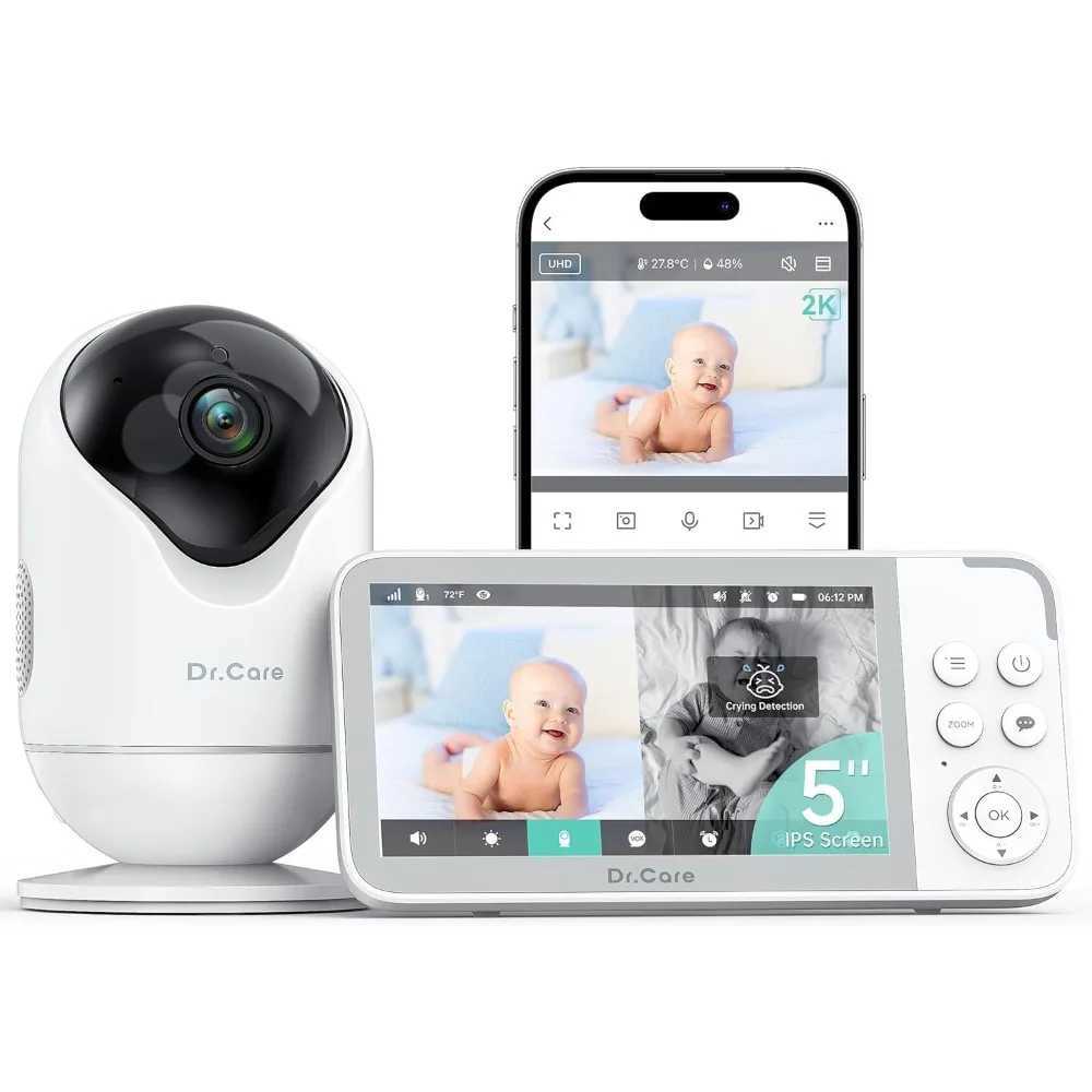 VistaView Smart WiFi Baby Monitor 5 1080P Split Screen 2K Camera App Control Cry Motion Alerts HD Night Vision 5000mAh J251121