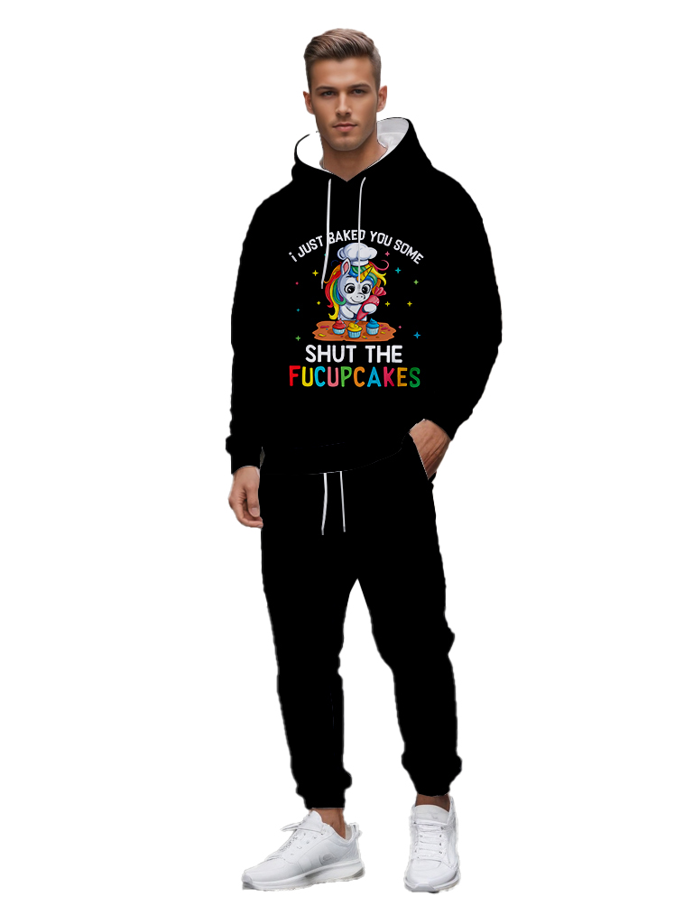 Men's Ankle-Length Knitted Hoodie Casual Outdoor Polyester Print Long Sleeve T-Shirt Adjustable Drawstring Hood Autumn Wear - LMWY00185