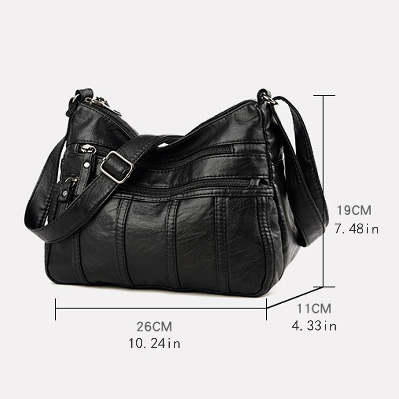 Black crossbody bag travel shoulder bag with adjustable shoulder straps and zipper compartment shoulder bag suitable for diffe 251021