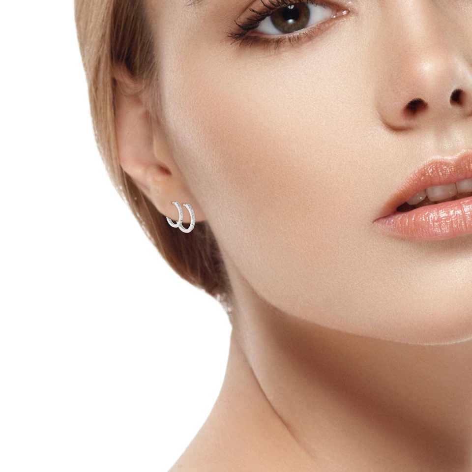 S925 Sterling Silver Pin Earrings Fashion Hoop Earrings White Gold Plated Earrings Nickel Free Earrings J251021