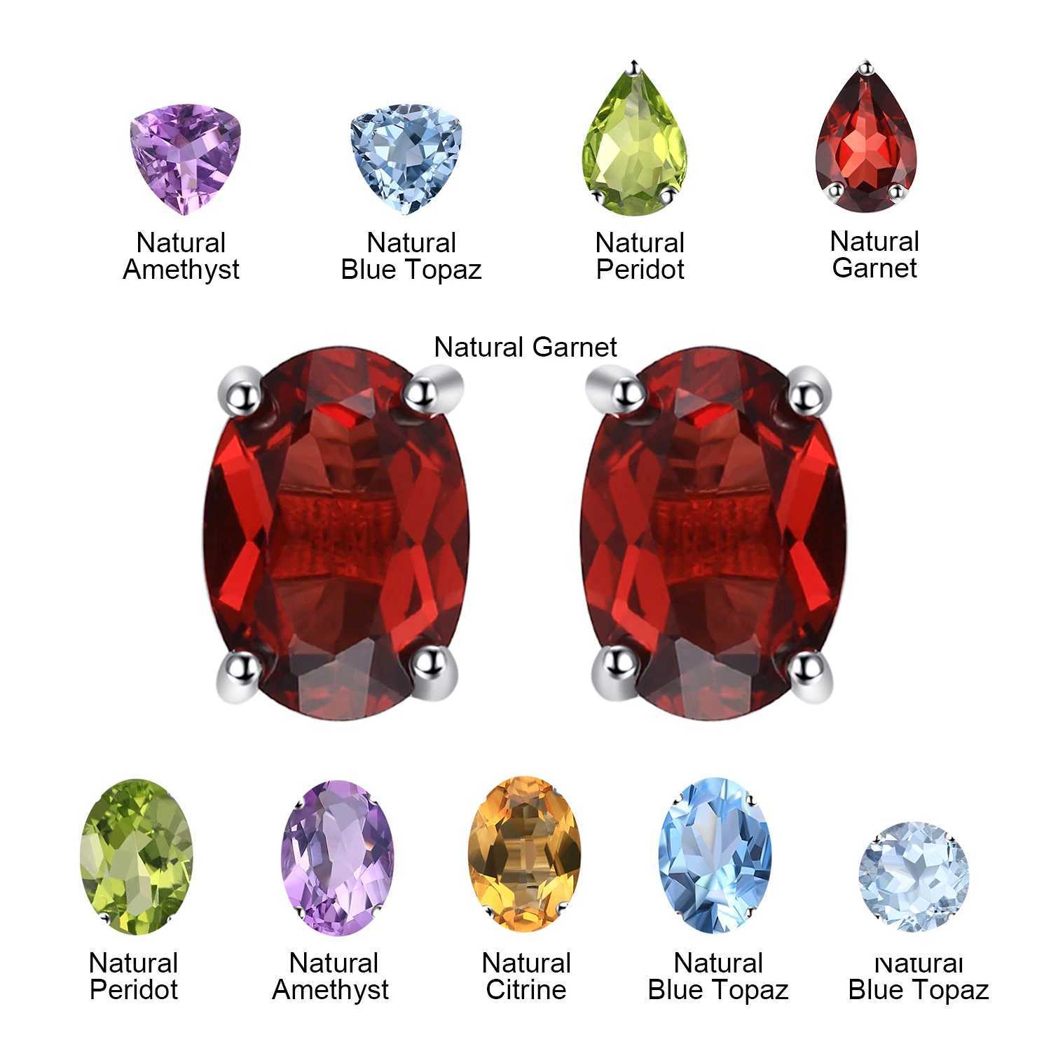 JewelryPalace Natural Garnet Amethyst Citrine Peridot Blue Topaz 925 Sterling Silver Stud Earrings for Women Gemstone Jewelry J251021