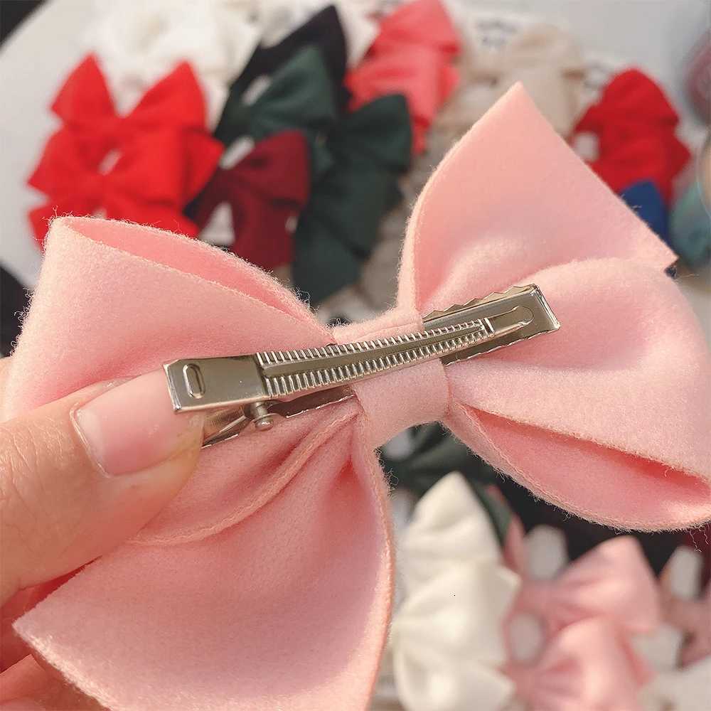 4Piecesset Cute Girls Grosgrain Ribbon Hair Bows with Clips Solid Cotton Hair Clips for Children Headwear Kids Hair AccessoriesW254021