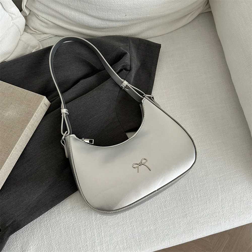 Crescent Shoulder Bag PU Leather Hobo Handbag Cute Bow Clutch Bag Y2k Tote Bag Purses Underarm Purse for Women GirlsXJ251021
