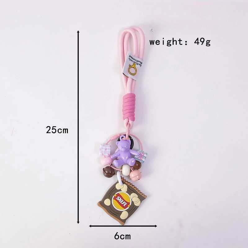 New Cute Bear Mobile Phone Back Clip Case Pendant DIY Beaded Car Pendant Keychain Braided Rope Versatile Bag Parts Accessories J251121
