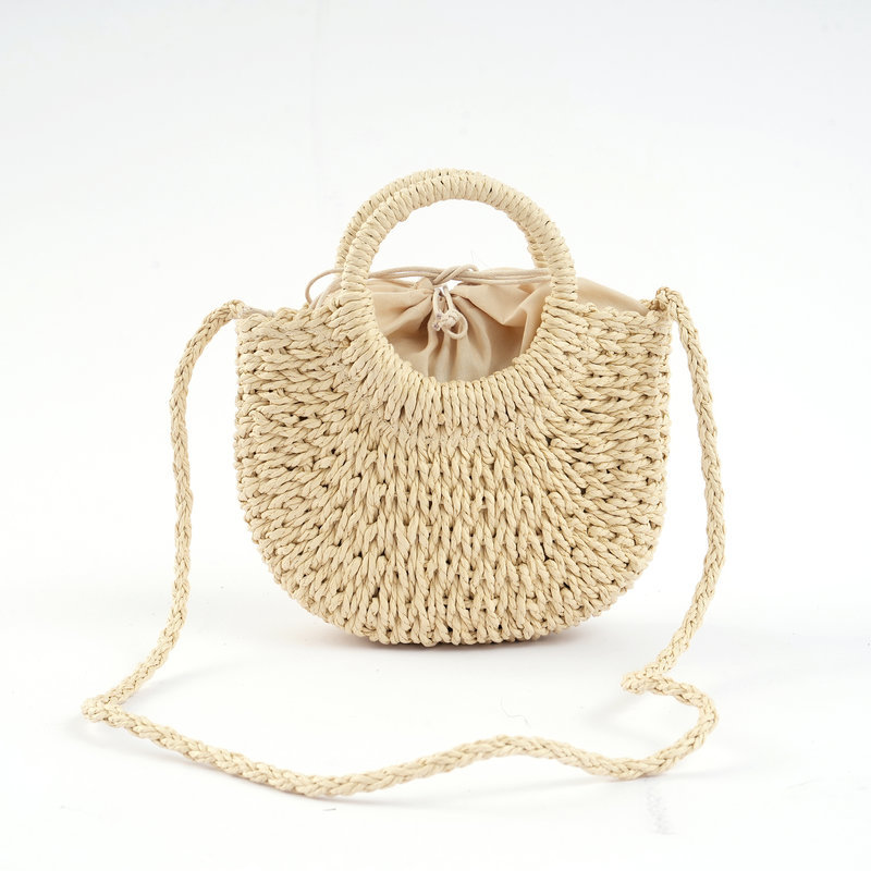 Natural paper hand woven bag, portable crossbody dual-use bundle pocket, small pocket, vacation style grass woven bag, women's bag
