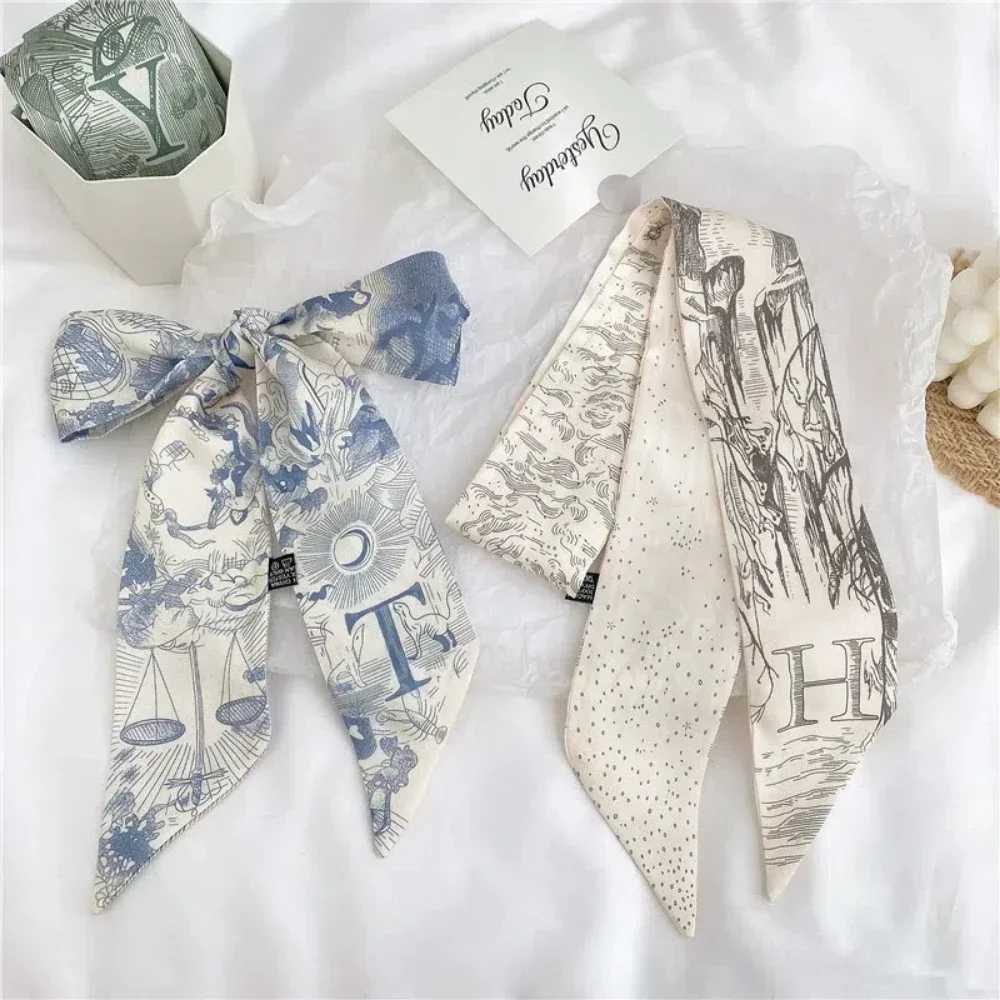 Super Beautiful Scarf 26 Letters Silk Scarf Headband Jungle Alphabet Print Bag Streamer Women Fashion Brand Design Silk Scarf W251021