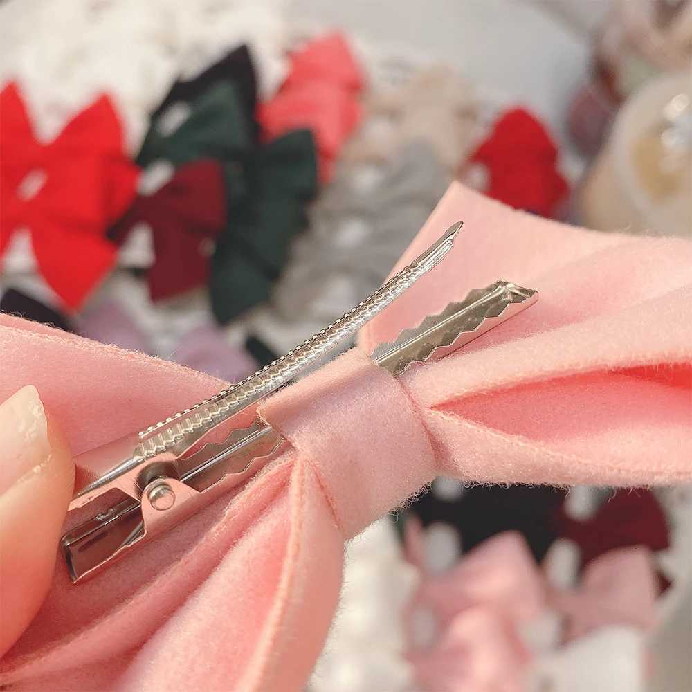 4Piecesset Cute Girls Grosgrain Ribbon Hair Bows with Clips Solid Cotton Hair Clips for Children Headwear Kids Hair AccessoriesW254021