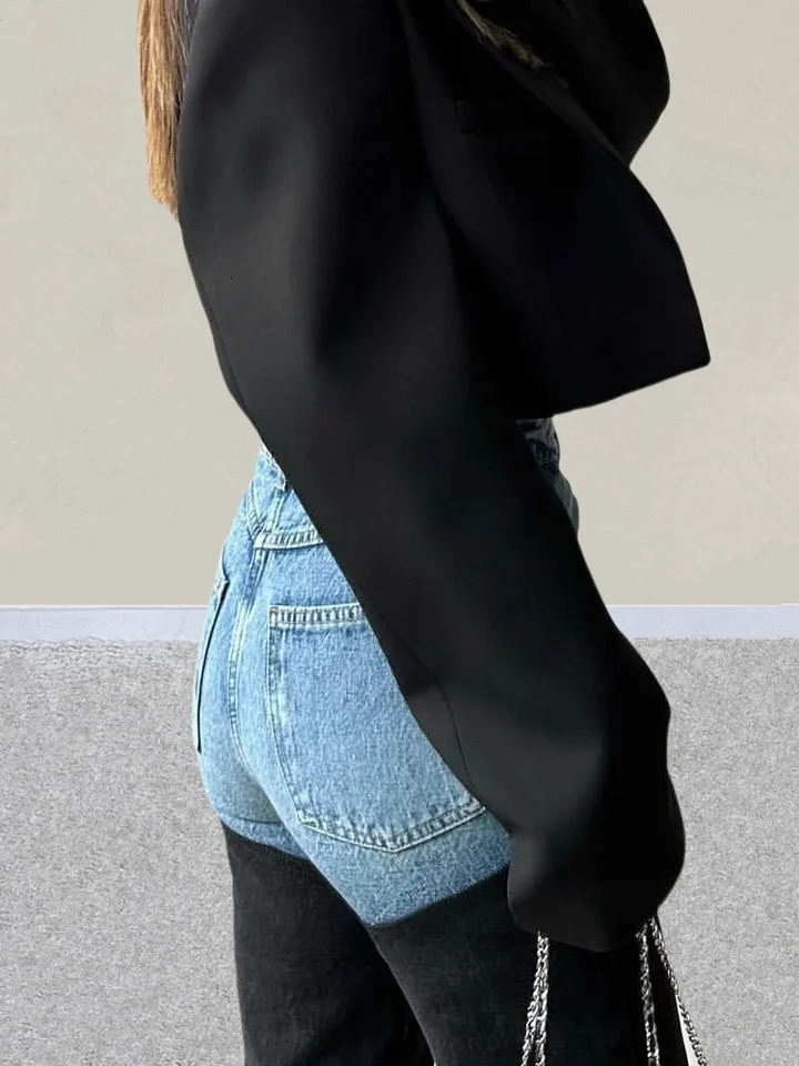 Trashy Y2K 2000S Washed Blue Black Patchwork Slim Stretch Jeans Pants For Women Clothing Casual Lady Denim Trousers Ropa Mujer 251020
