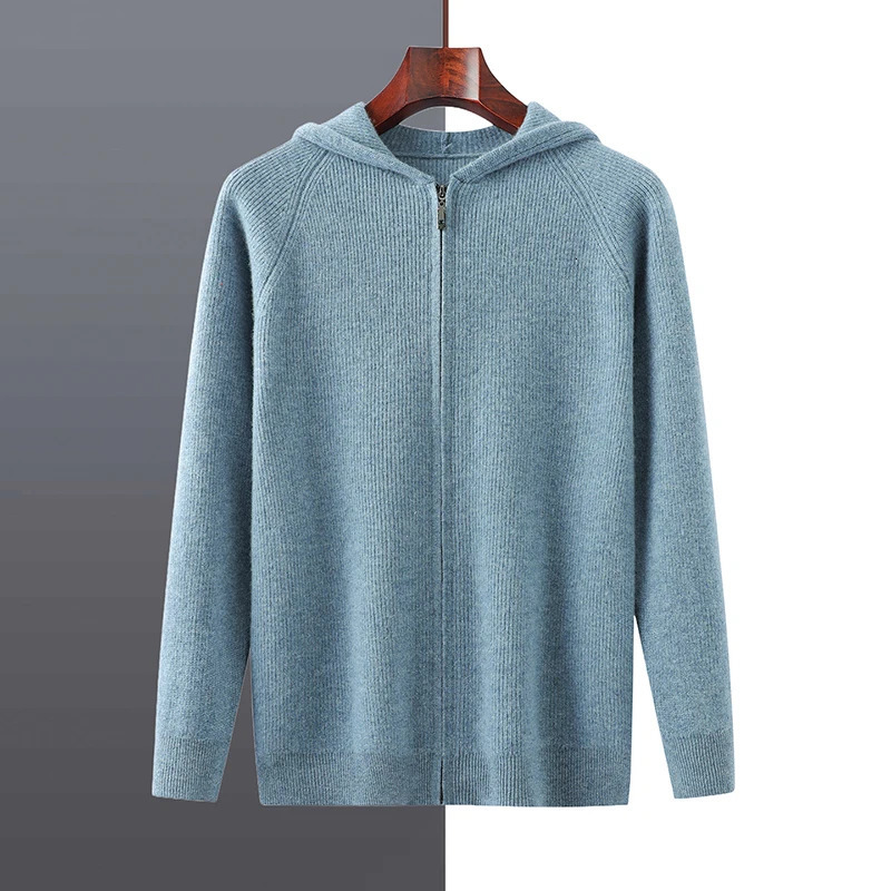 Mens 100 Merino Wool Oneck Long Sleeve Cadigan Sweater Autumn Winter Thick Casual Comfort Handsome Base Knit Top 251020