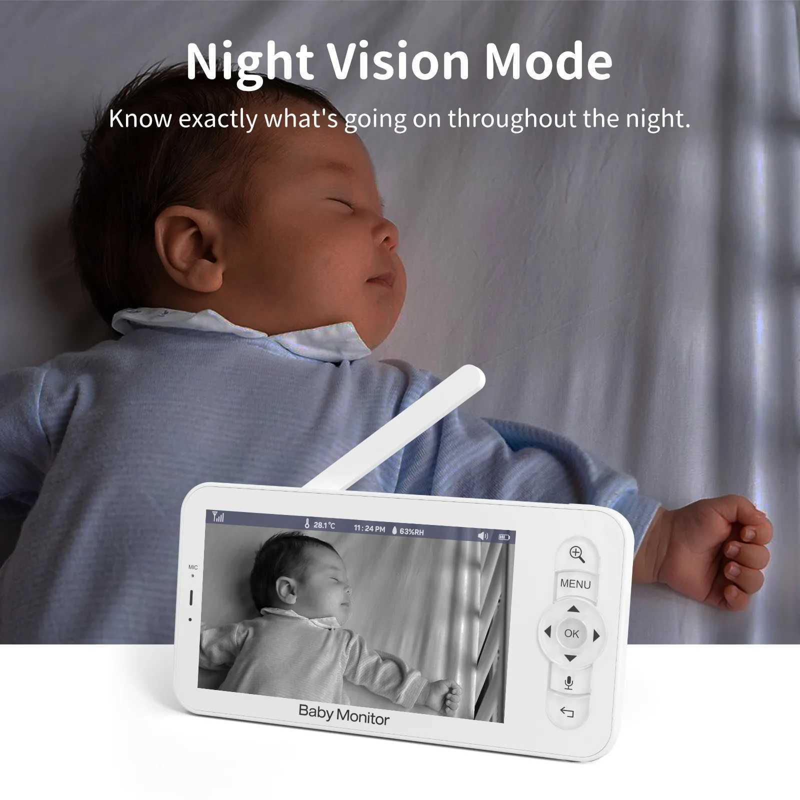 Wifi Baby Monitor Babyphone Video Baby Camera Bebe Nanny HD 5 Inch LCD Mobile Phone APP Control PTZ Lullabies For New Born J251121