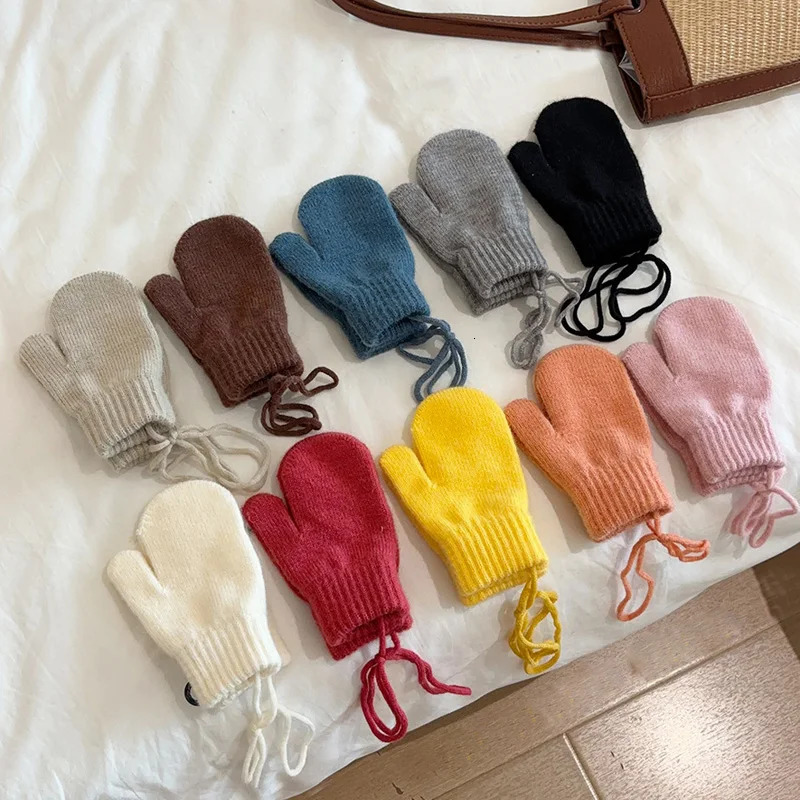 Winter Baby Wool Gloves Halter Knitted Kids Mittens for Girls Boys Accessories Candy Color Children Gloves Baby Gift 14Y 251021