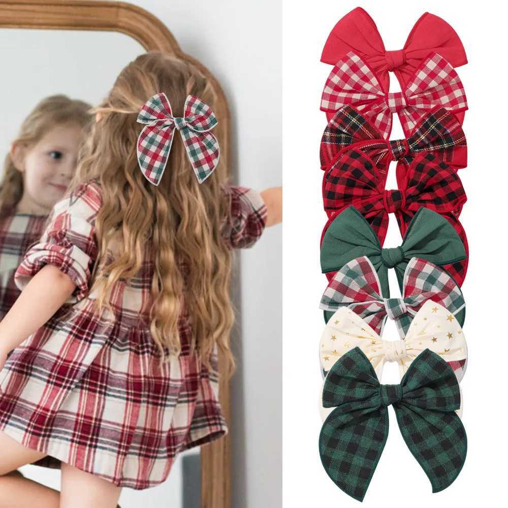 1Pc 57 Inch Cheer Bowknot Hairpin Classic Plaid Christmas color Fabric Hair Clips Handmade for Kids Baby Girls Hair AccessoriesW254021