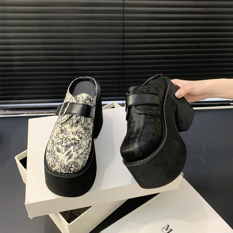 11cm Super High Heels Slipper Platform Shoes Chinese Style Baotou Sandals Plus Size 3542 Womens 251011