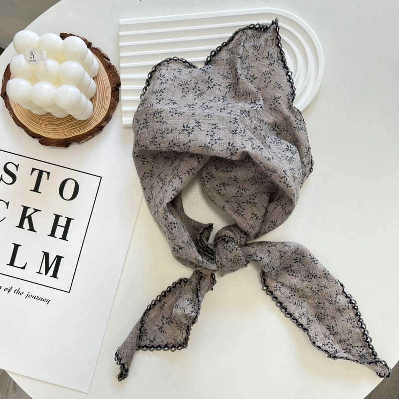 Summer Print Flower Neck Scarf Shawl Triangle Hair Head Wrap Headband Handkerchief Hair Ties Bandanas Hair Ribbon For Women W251021