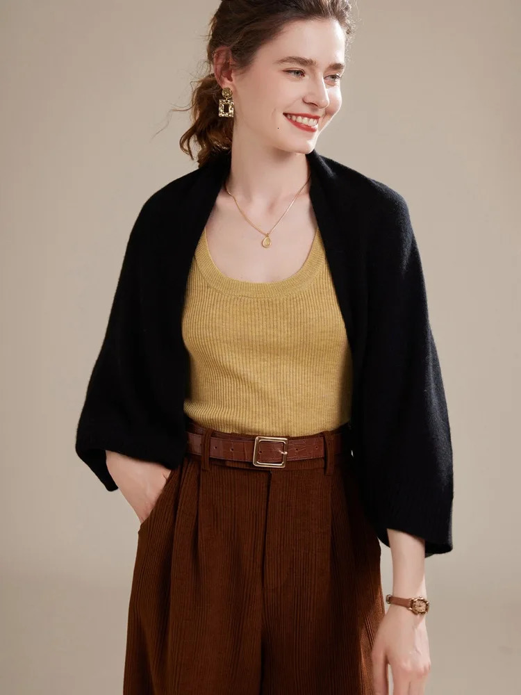 100 Merino Wool Women Batwing Sleeve Cape Sweater Soft Warm Wollen Cardigan Shawl Fashion Knitted Scarf Wraps Dual Use Female 251021