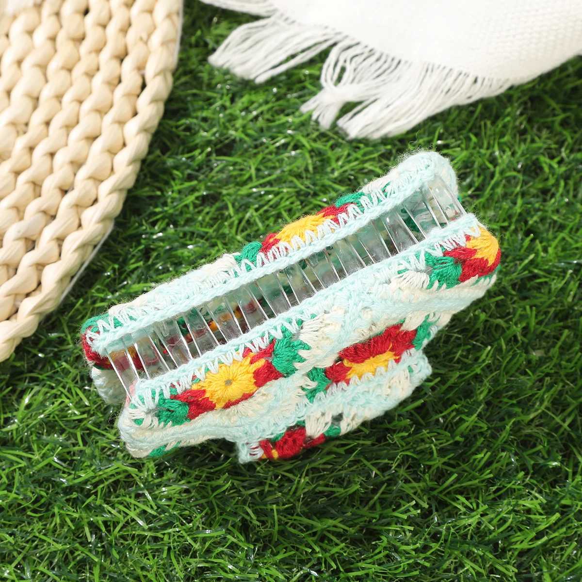 Knitting Hair Claw Girls Women Crochet Handmade Hairpin Fashion Floral Hairpin Crabs Girls Hawaii Bohemia Hair AccessoriesW254021