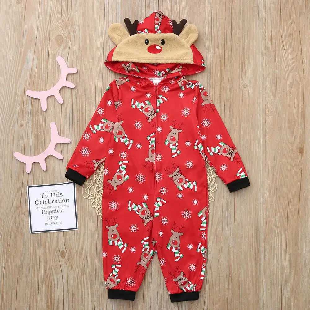 Christmas Family Matching Onesie Elk Print Cute Soft Jumpsuit Mom Dad Kids Clothing Sets Hooded Zipper Overall Xmas Look Pyjamas L251021FZ92