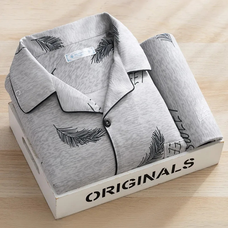 Plus Size Men Pyjamas Fall and Winter Plaid Simple Sleepwear Homewear Cardigan Button down Tops and Pants Nightwear Loungewear 251021