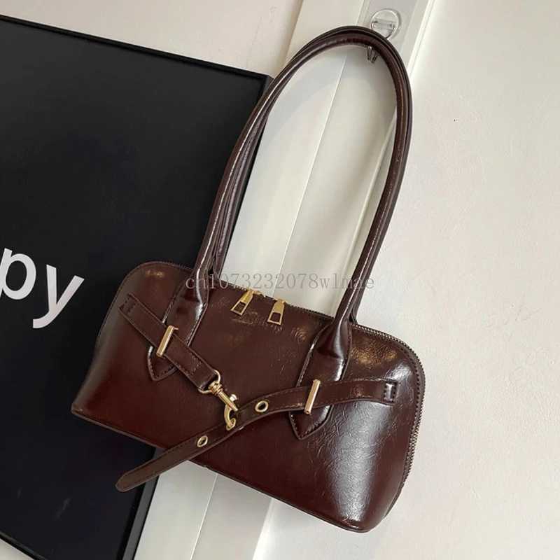 Y2K Retro PU Leather Solid Underarm Bags for Women Korean Fashion Simple Ladies Commute Tote Bag Female Versatile Handbag PursesXJ251021