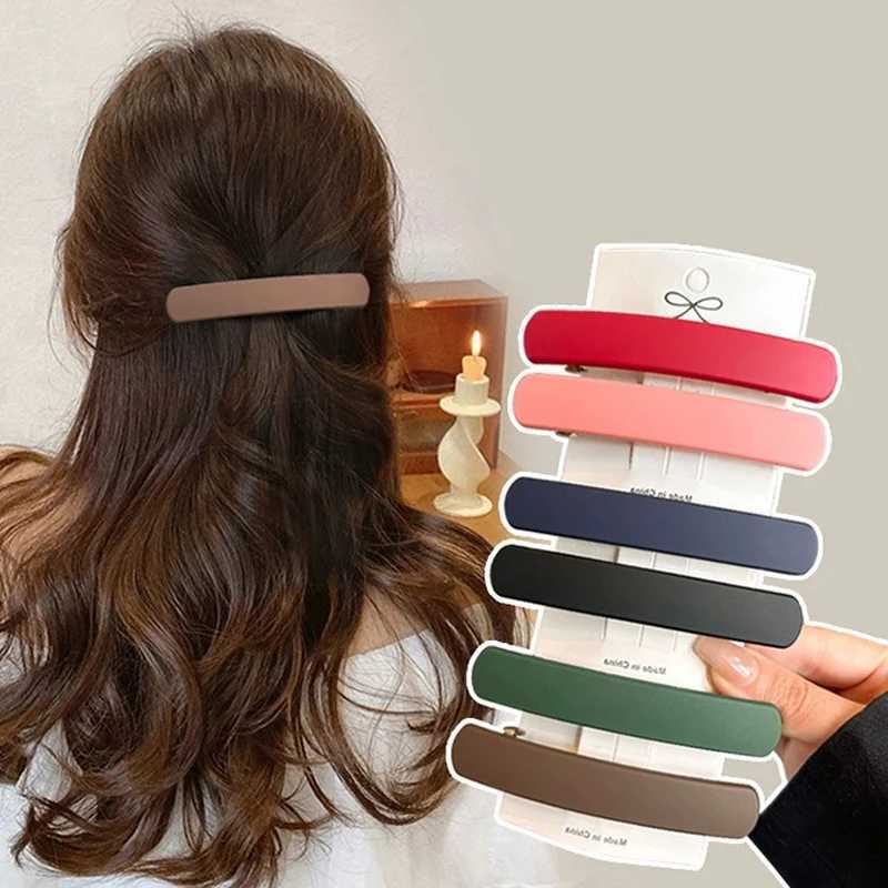 Korean Solid Acrylic Rectangle Hairpins Hair Clips Women Simple Large Hair Clip Spring Clips Fashion Hair Headwear BarrettesW254021