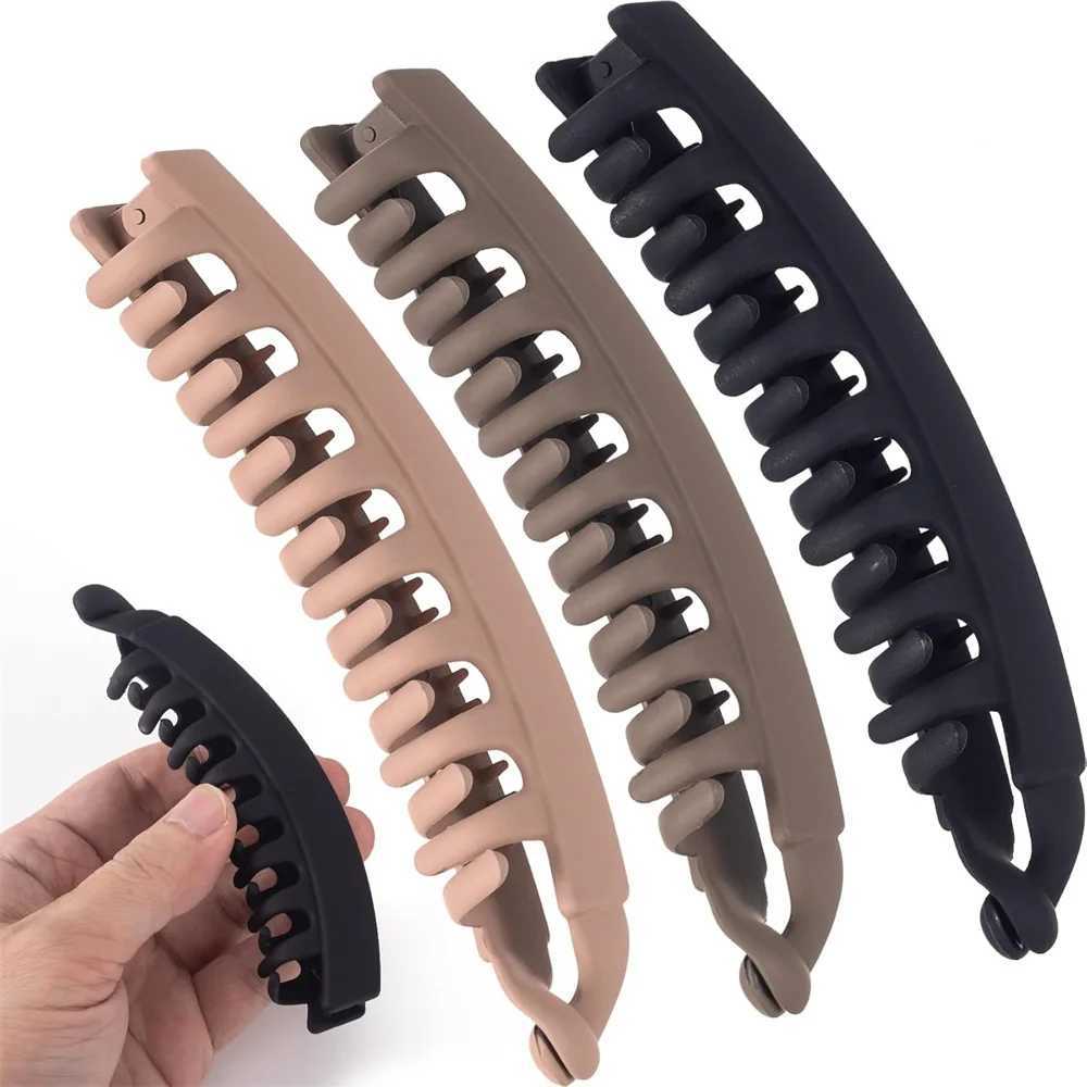 3Pcsset Large NonSlip Hair Clips Sturdy Frosted Solid Color Oval Ponytail Holders for Thick HairBanana ClipW254021