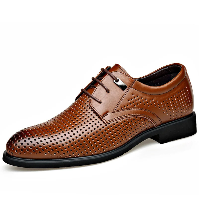 Summer Business Breathable Hollow Leather Shoes Mens British Large Size Sandals Korean Casual Fashion Dress Shoes Male 251021