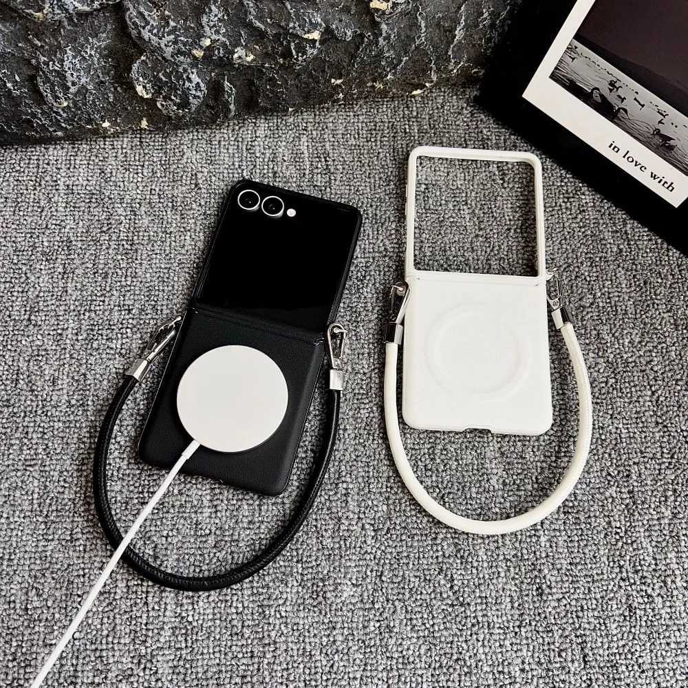 For Magnetic Phone Case with Rose Holder Hinge Protection Wrist Strap for Galaxy Z Flip 7 FE 6 5 4 3 5G Cover J251114