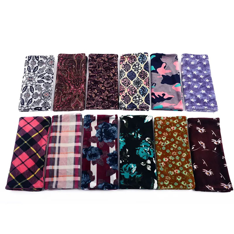 Winter Warm Soft Fleece Scarf Plush Neck Warmer For Women Men Print Floral Snood Scarves Unisex Tippet Neckerchief Shawl Wrap 251021