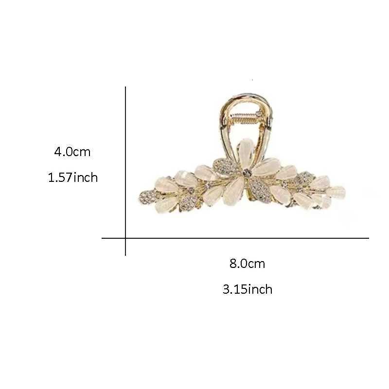 Korean Style Rhinestone Glaze Flower Hair Clip Large Hair Grip Highend Womens Back of Head Hair Claw Fashion Hear AccessoriesW254021