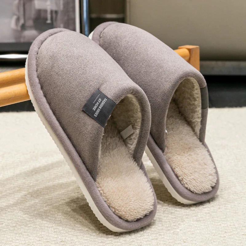 Winter Warm Slippers Men House Non Slip Soft Shoes Comfortable Flat Heel Home Indoor Bedroom Plush Slippers Bedroom Female shoes 251021
